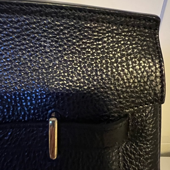 HERMÈS STYLE  BIRKIN BAG SATCHEL HANDBAG BLACK CLÉMENCE LEATHER - Picture 10 of 12